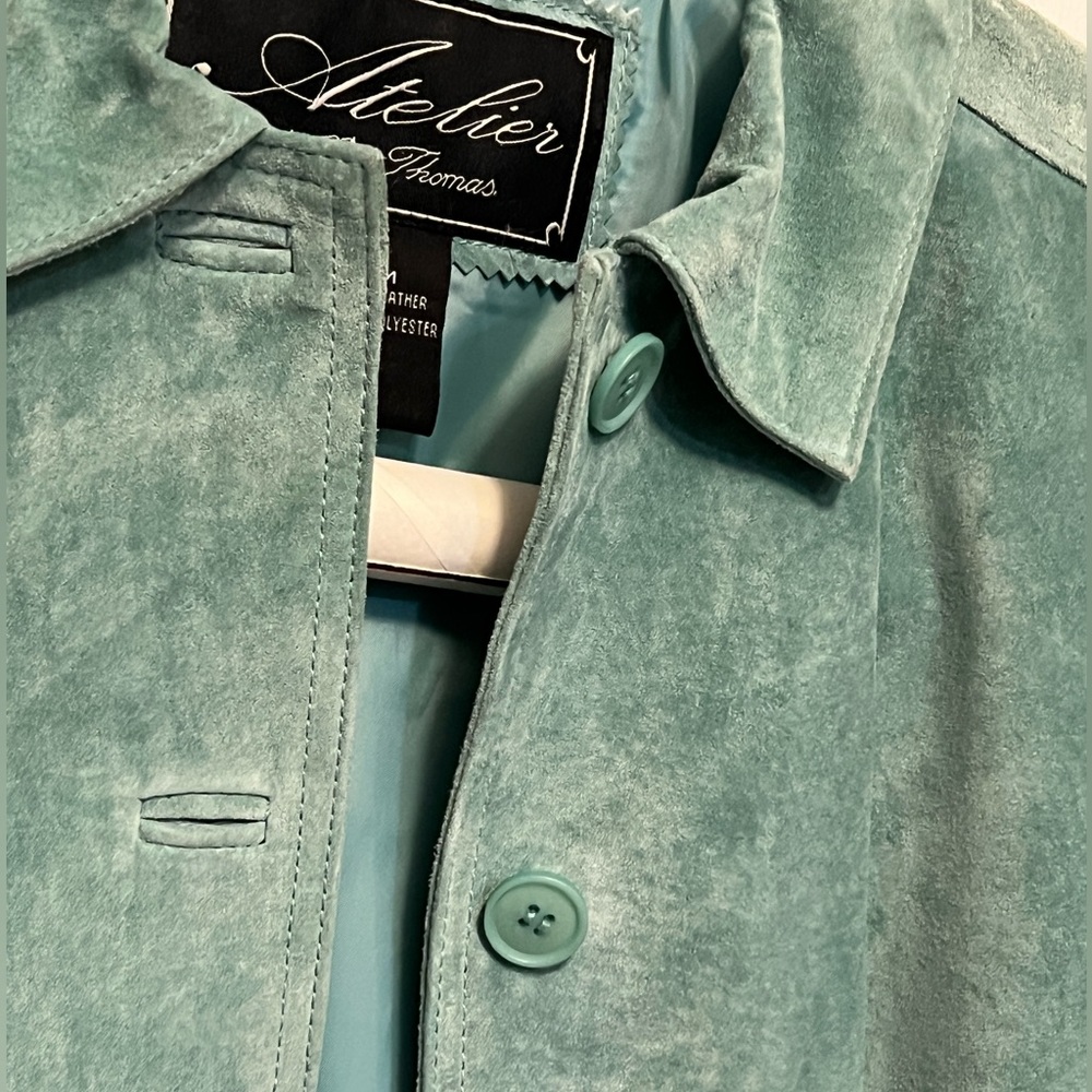 Atelier by B Thomas Teal Leather shirt/jacket Sz M - Picture 13 of 15